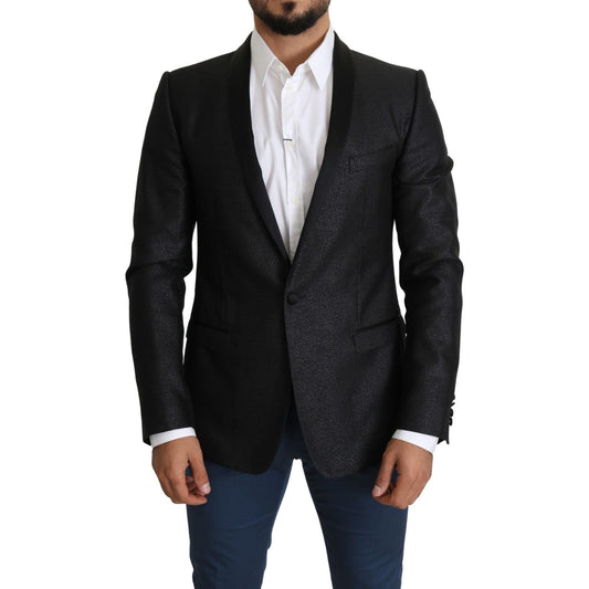 Dolce & Gabbana Elegant Black Jacquard Slim Fit Blazer Dolce & Gabbana