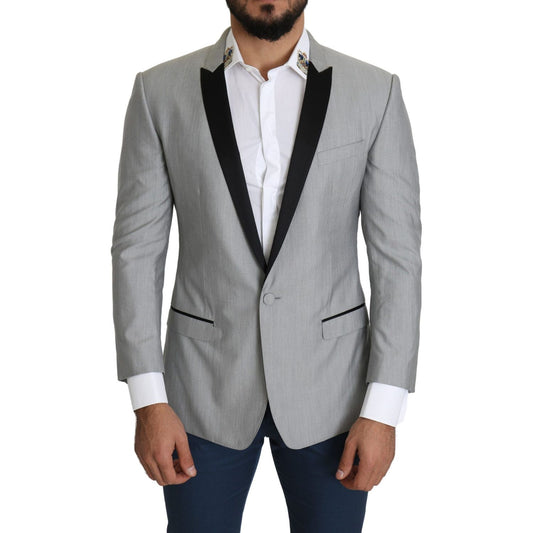 Dolce & Gabbana Elegant Silk Blend Light Gray Blazer Dolce & Gabbana