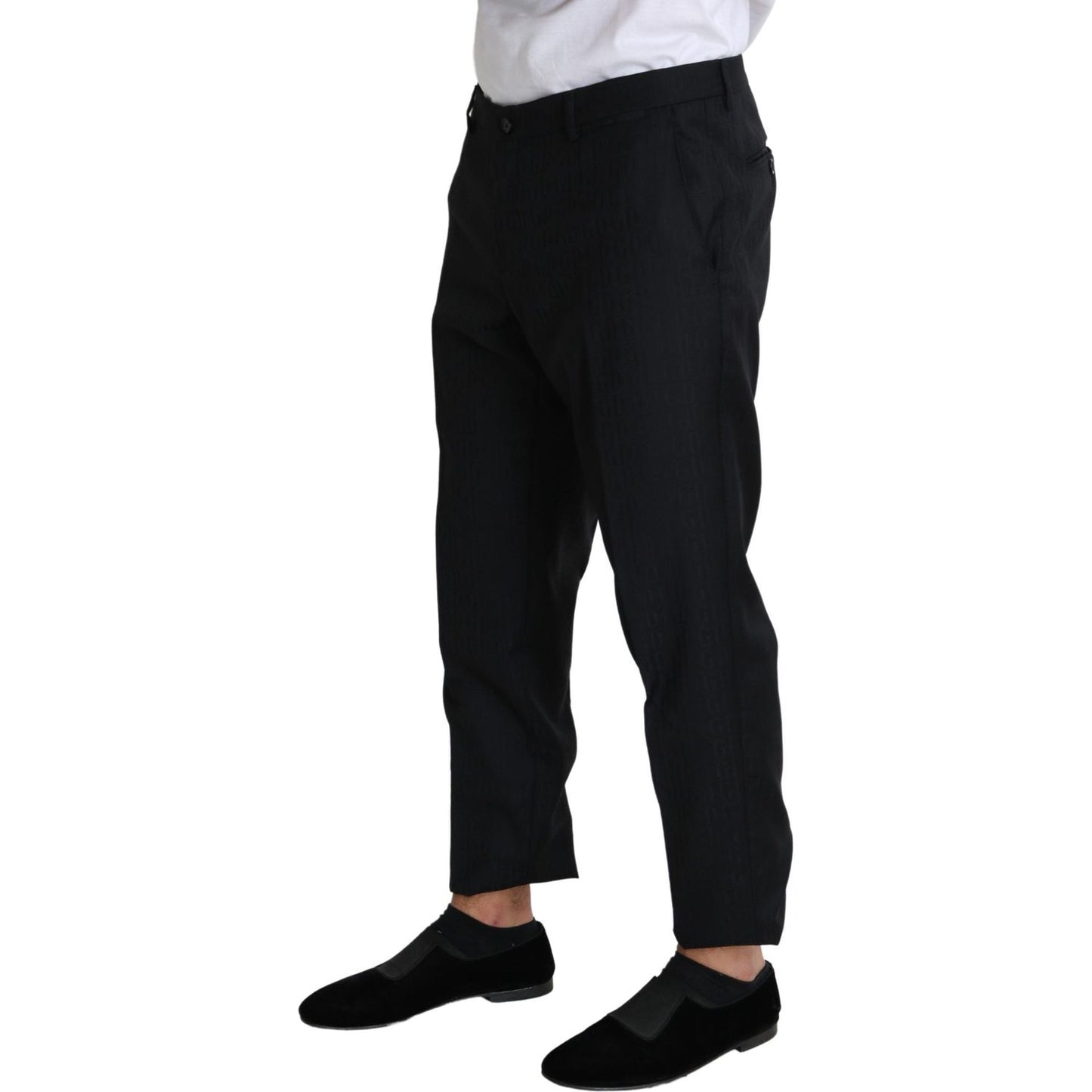 Dolce & Gabbana Elegant Black Virgin Wool Cropped Pants Jeans & Pants Dolce & Gabbana