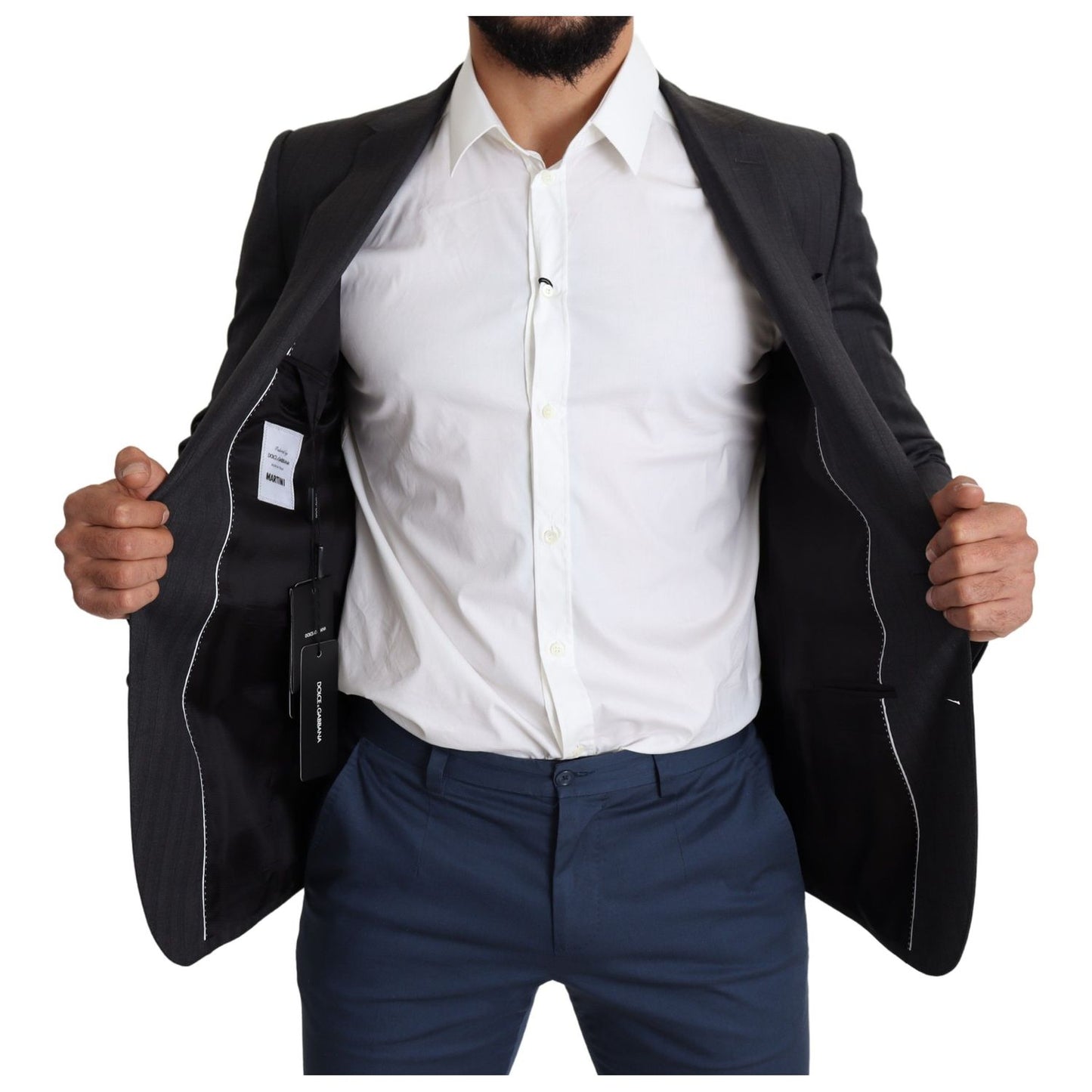 Dolce & Gabbana Black Wool Single Breasted Coat MARTINI Blazer