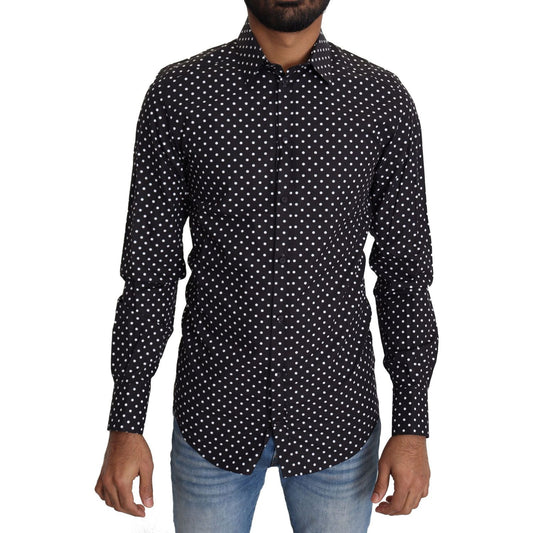 Dolce & Gabbana Elegant Polka Dot Men's Long Sleeve Shirt Dolce & Gabbana