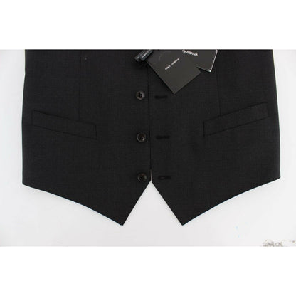 Dolce & Gabbana Gray Wool Stretch Dress Blazer Vest