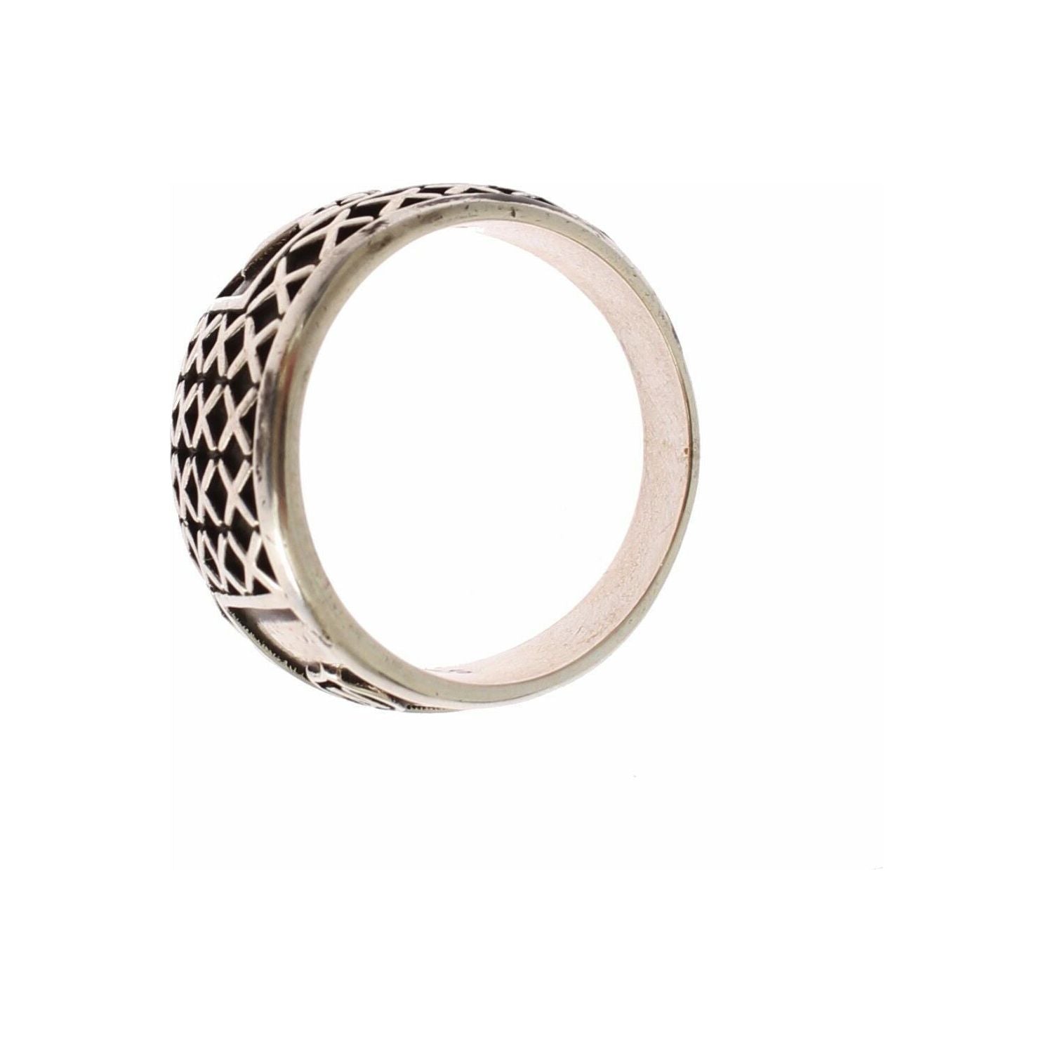 Nialaya Elegant Silver Band with Black Accents