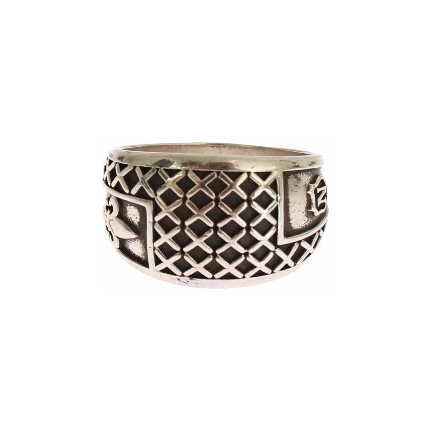 Nialaya Elegant Silver Band with Black Accents Ring Nialaya