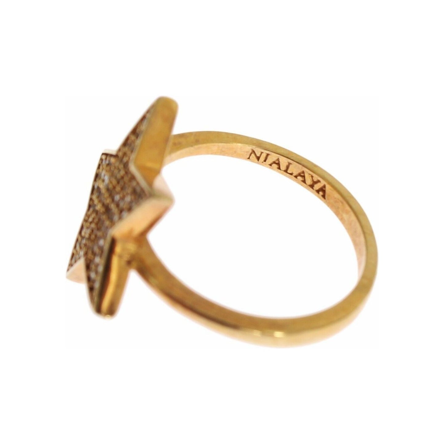 Nialaya Elegant Gold-Plated Sterling Silver Ring with CZ Crystals Ring Nialaya