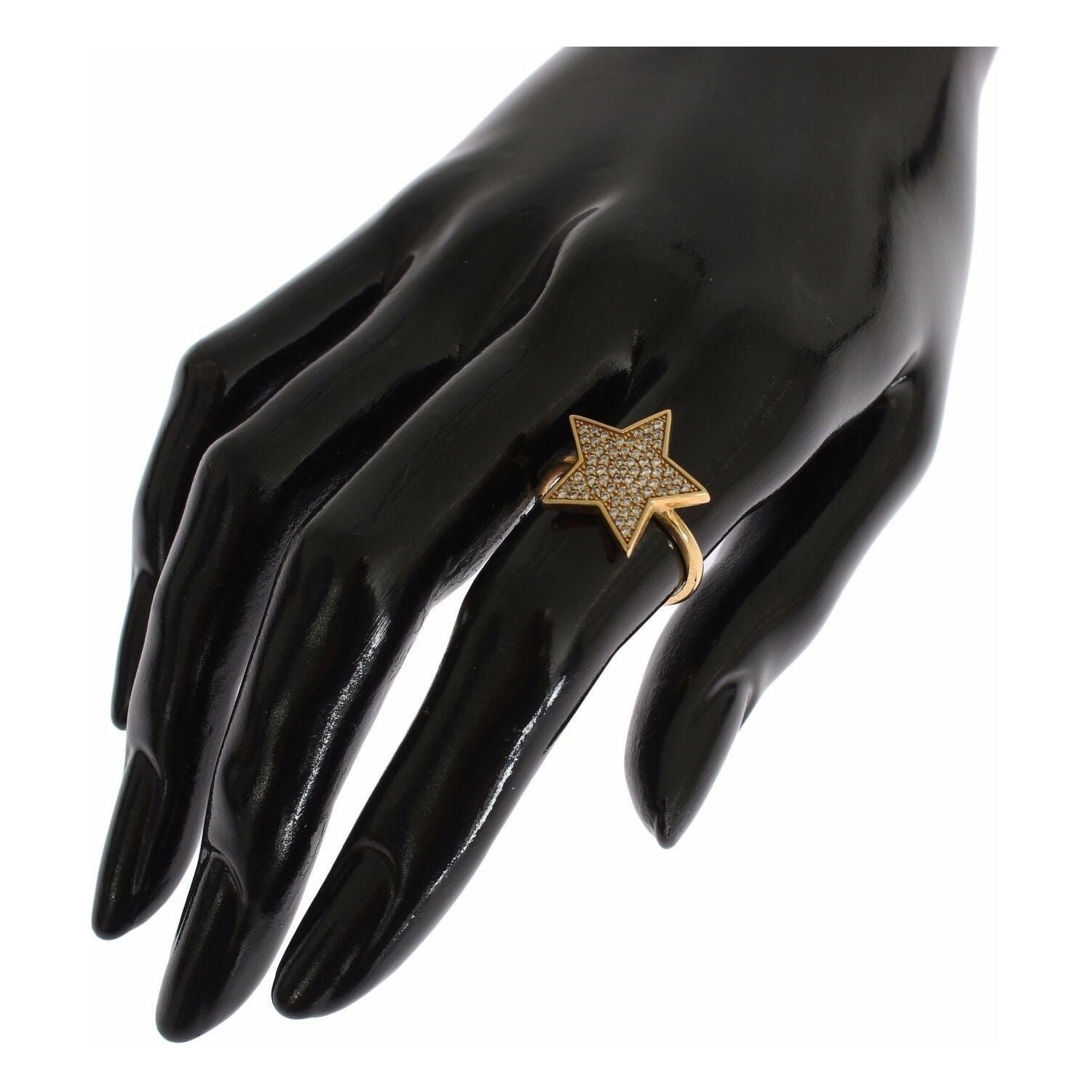 Nialaya Star Gold 925 Silver Womens Clear Ring