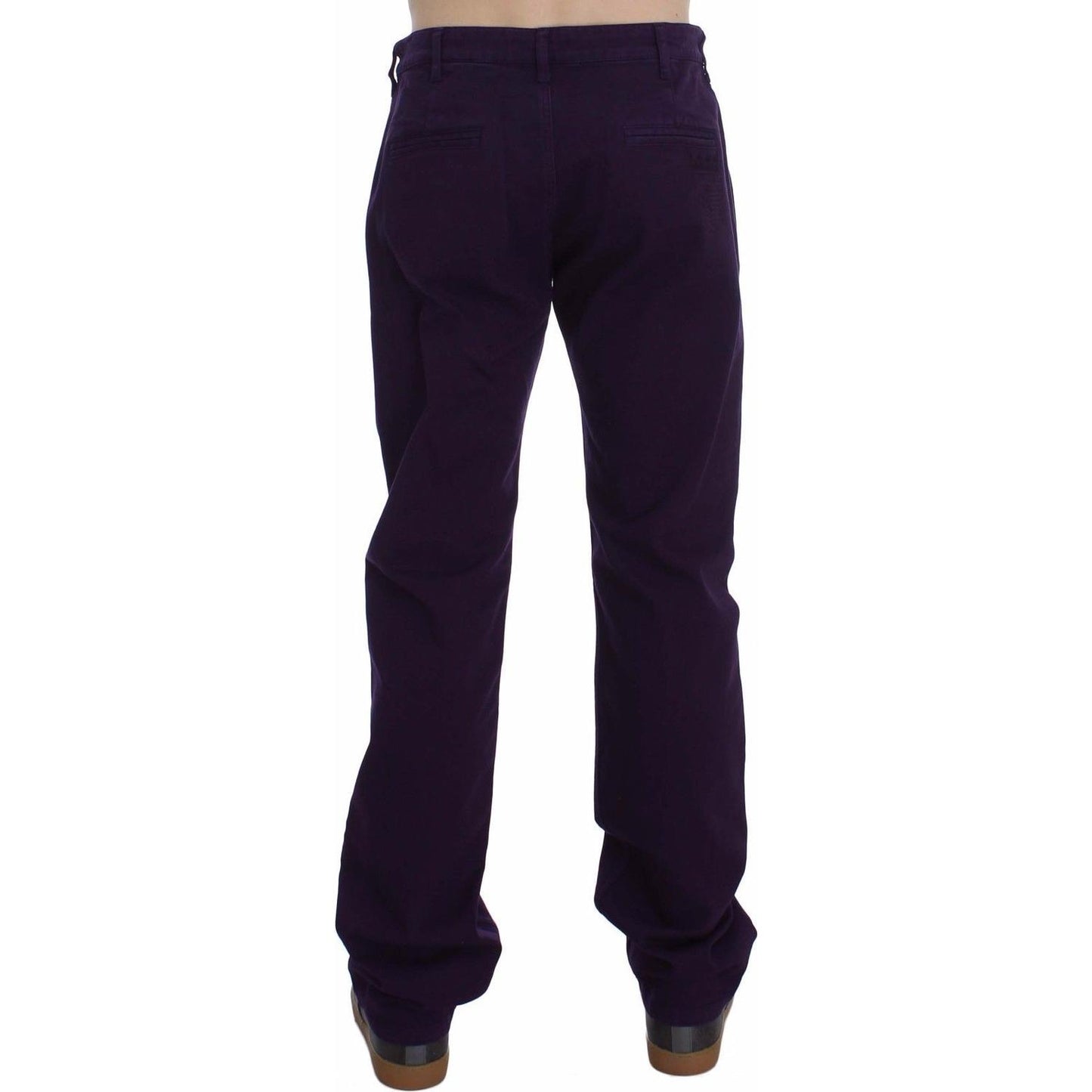 GF Ferre Purple Cotton Stretch Slim Chinos GF Ferre