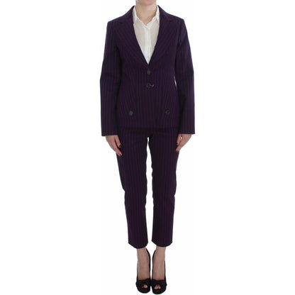BENCIVENGA Purple Striped Stretch Coat Blazer Pants Suit