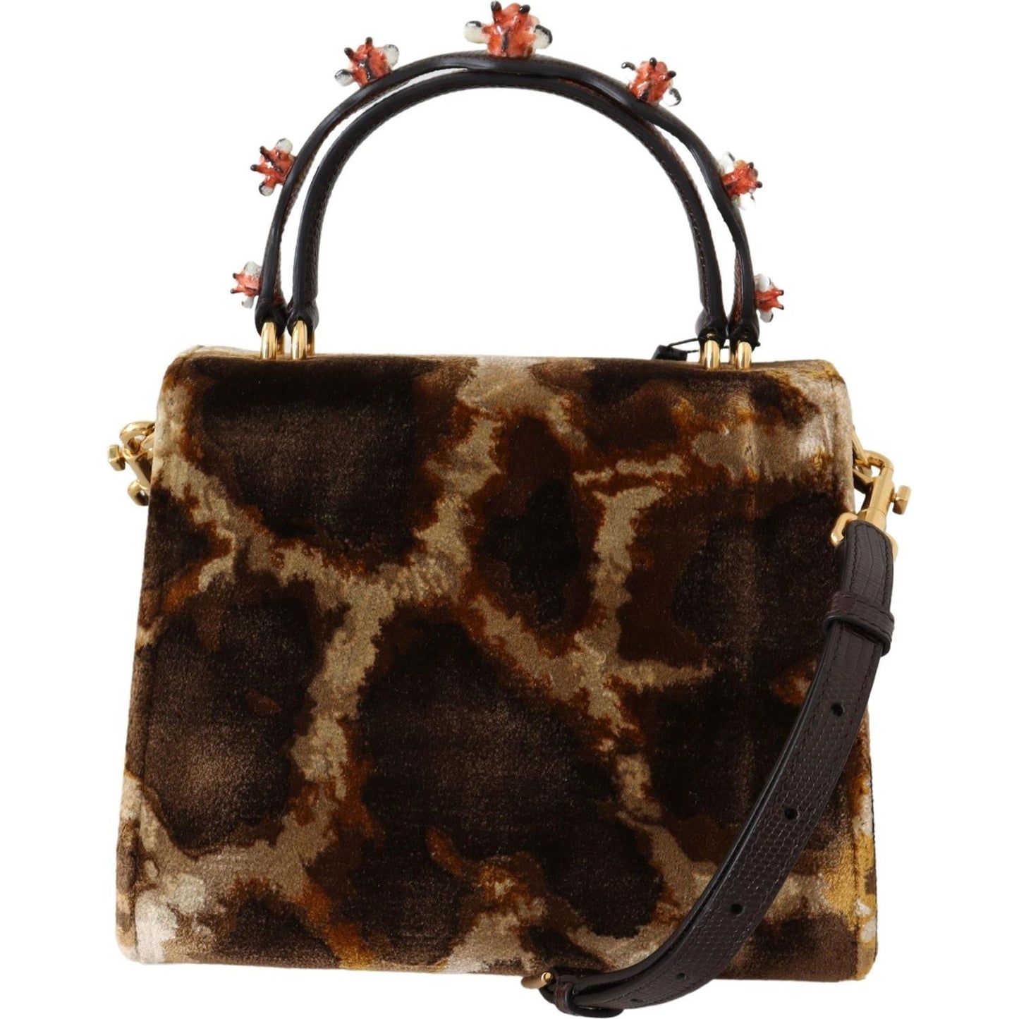 Dolce & Gabbana Elegant Giraffe Pattern Welcome Bag with Gold Accents Dolce & Gabbana