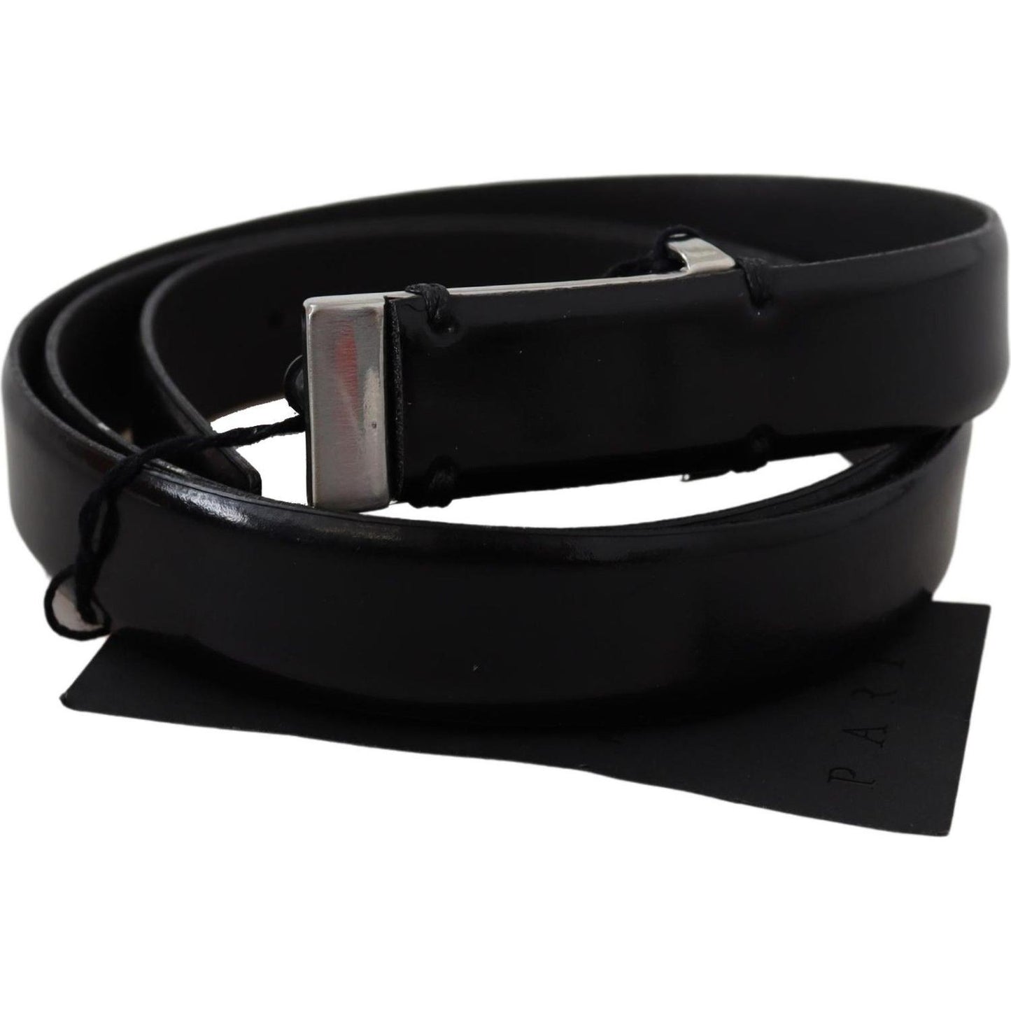 PLEIN SUD Elegant Black Leather Waist Belt Belt PLEIN SUD