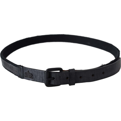 Ermanno Scervino Black Leather Logo Buckle Waist