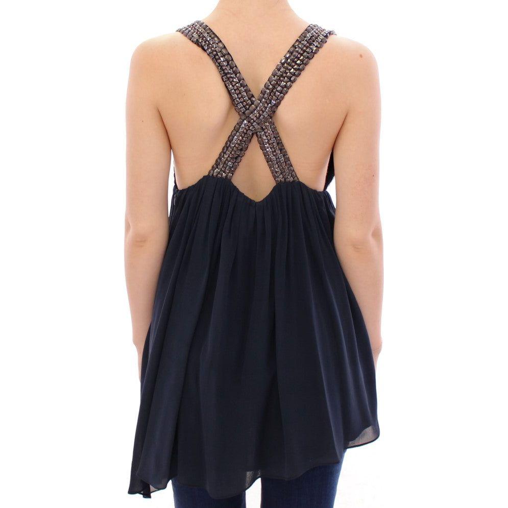 Anaikka Elegant Navy Blue Sleeveless Blouse Anaikka