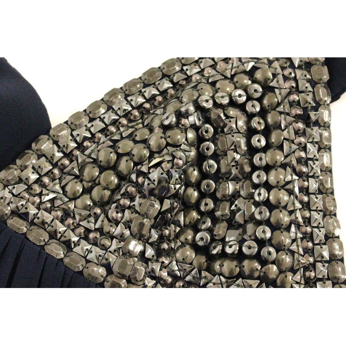 Anaikka Navy Blue Studs Embellished Top Blouse