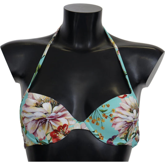 Dolce & Gabbana Chic Mint Green Floral Bikini Top Dolce & Gabbana