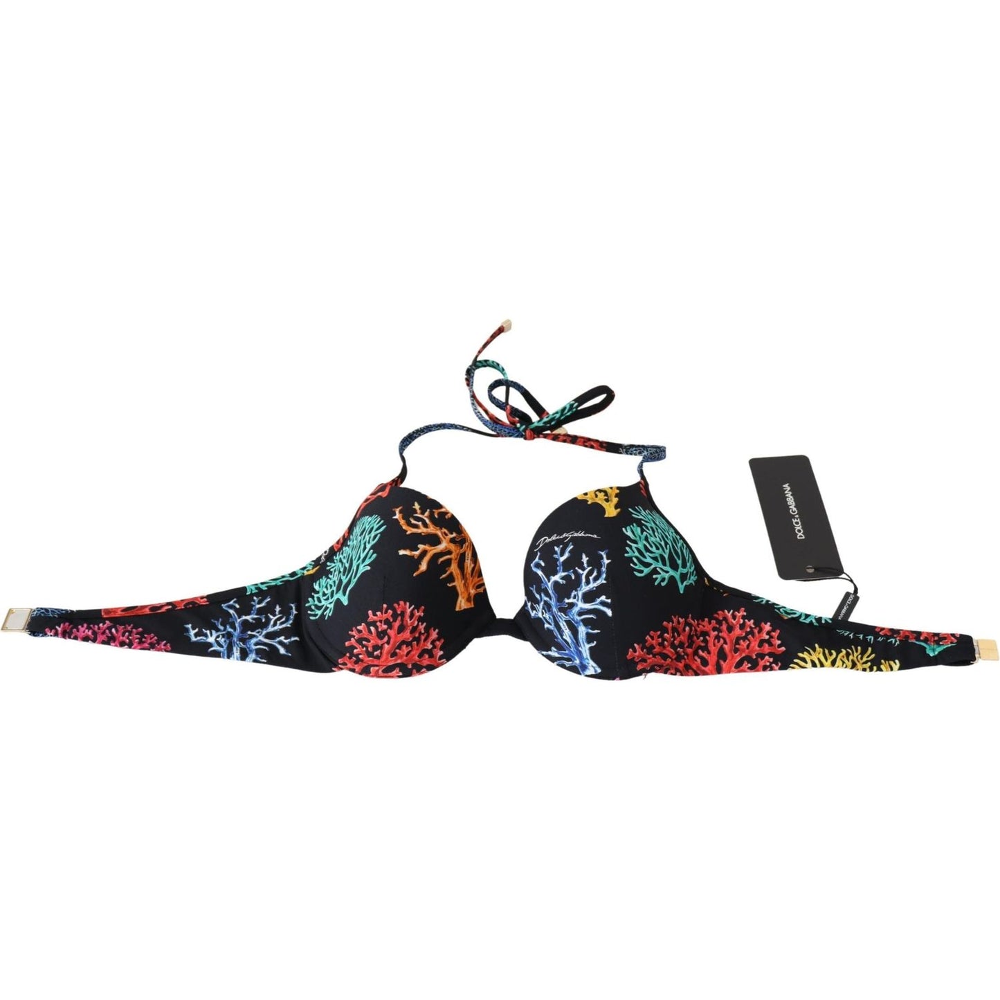 Dolce & Gabbana Chic Black Coral Print Bikini Top Dolce & Gabbana