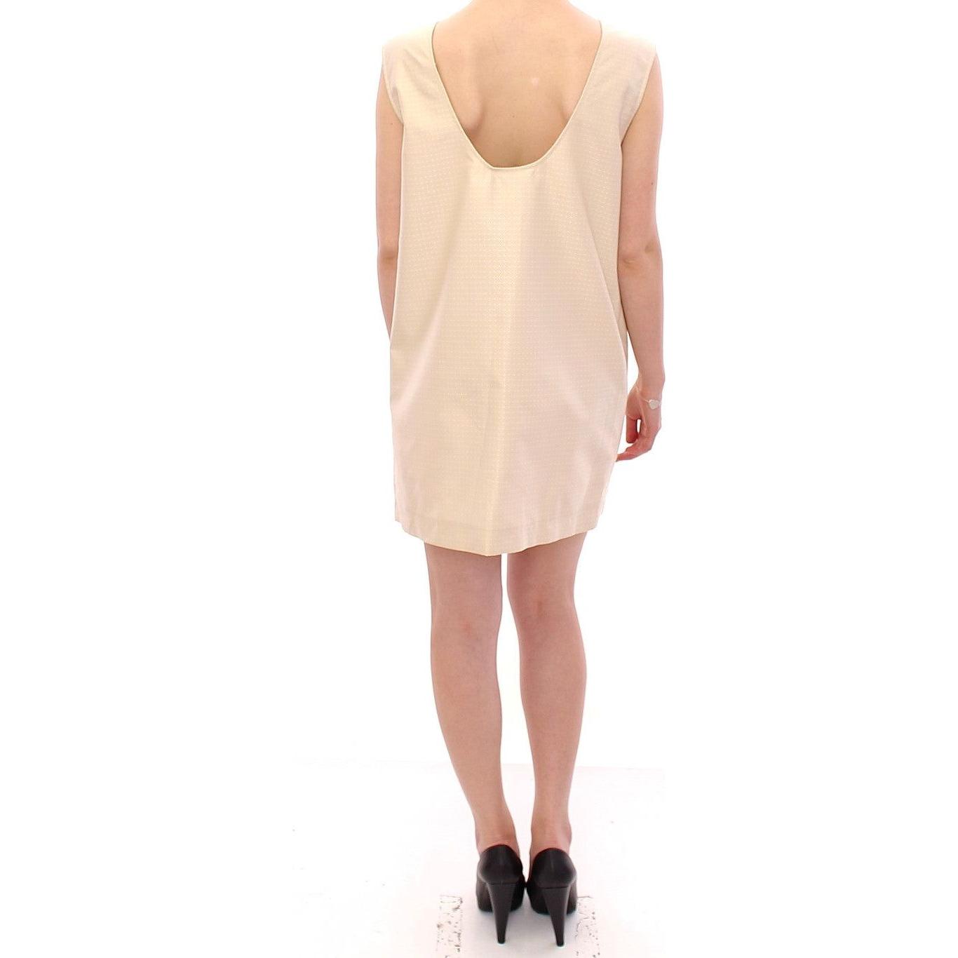 Andrea Incontri Elegant Beige Shift Sleeveless Dress Dresses Andrea Incontri