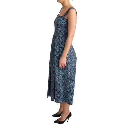 Dolce & Gabbana Blue Heart Cotton A-Line Stretch Dress