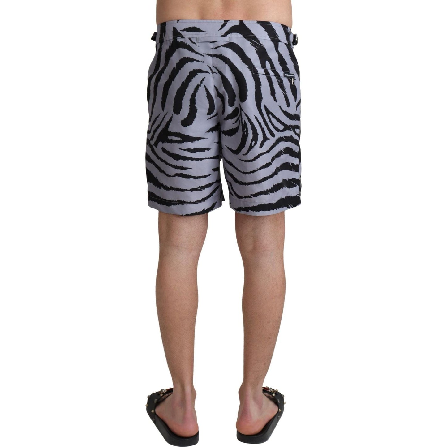 Dolce & Gabbana Elegant Gray Zebra Print Swim Trunks Dolce & Gabbana