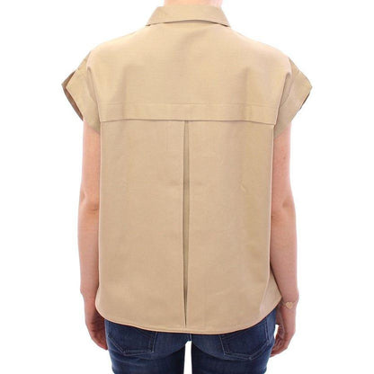 Andrea Incontri Beige Sleeveless Blouse Top