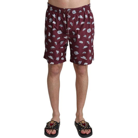 Dolce & Gabbana Elegant Maroon Beachwear Trunks Dolce & Gabbana