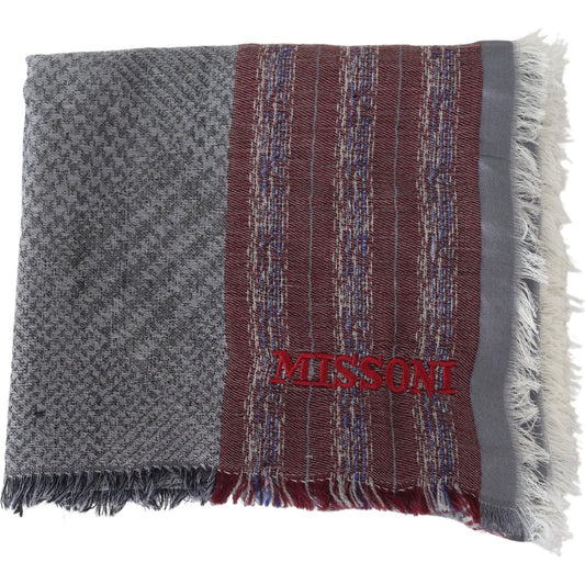 Missoni Elegant Wool Striped Logo Scarf Missoni