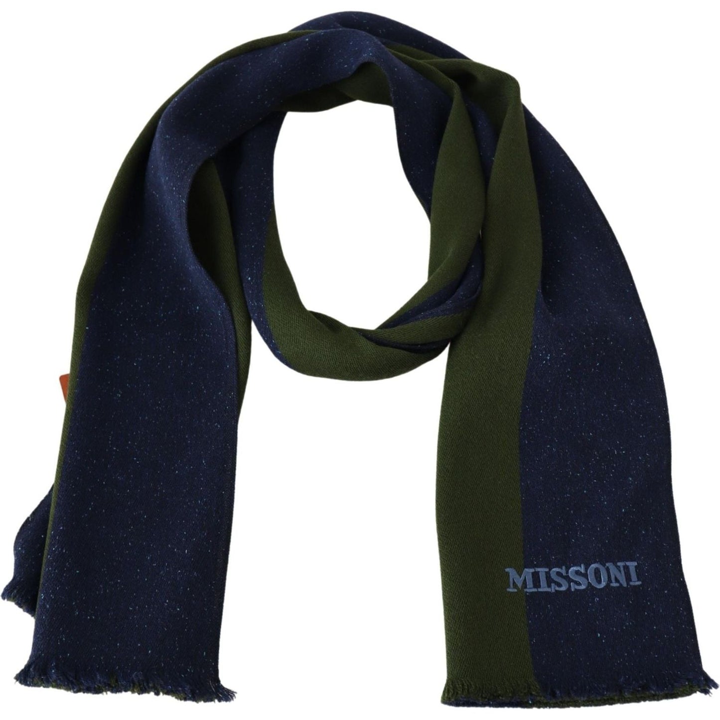 Missoni Blue Green Wool Unisex Neck Wrap Shawl Blue