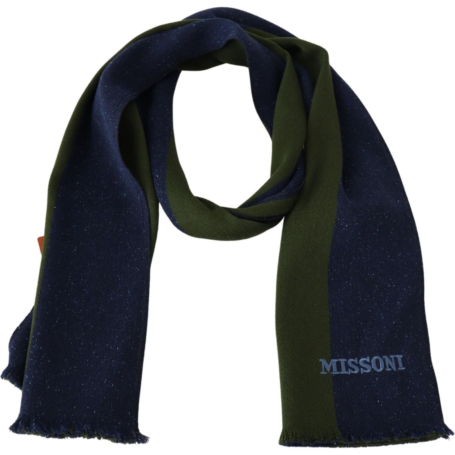 Missoni Blue Green Wool Unisex Neck Wrap Shawl Blue