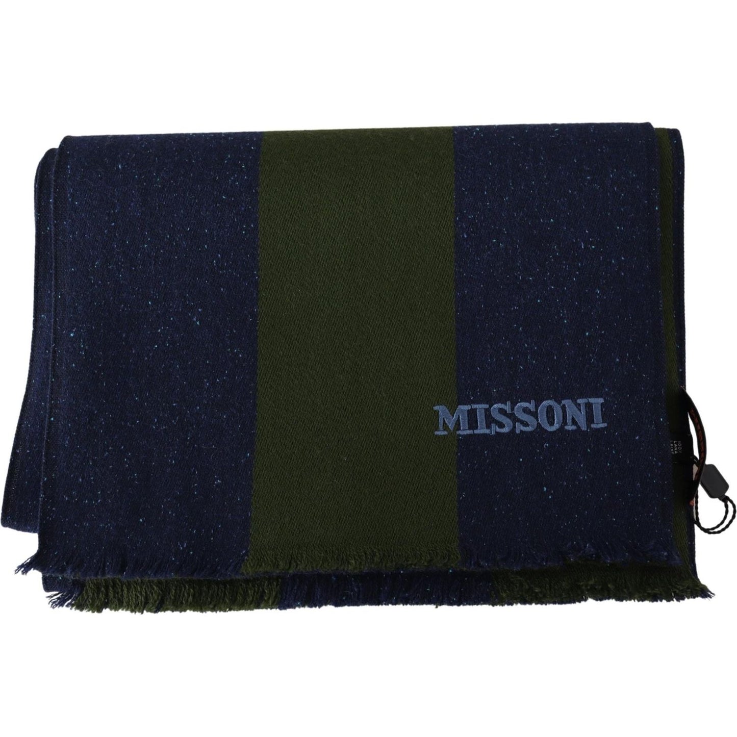 Missoni Blue Green Wool Unisex Neck Wrap Shawl Blue