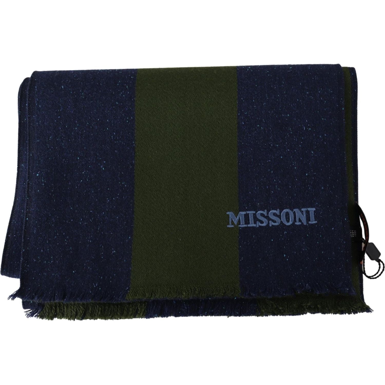 Missoni Blue Green Wool Unisex Neck Wrap Shawl Blue