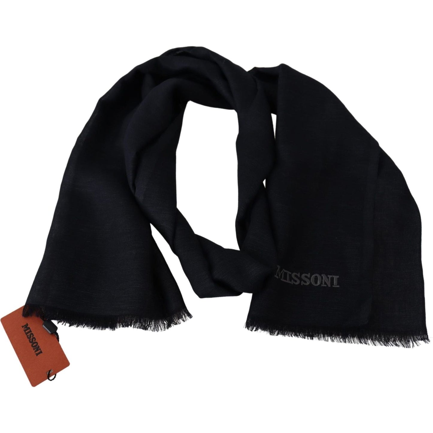 Missoni Elegant Unisex Wool Scarf with Fringes and Logo Missoni