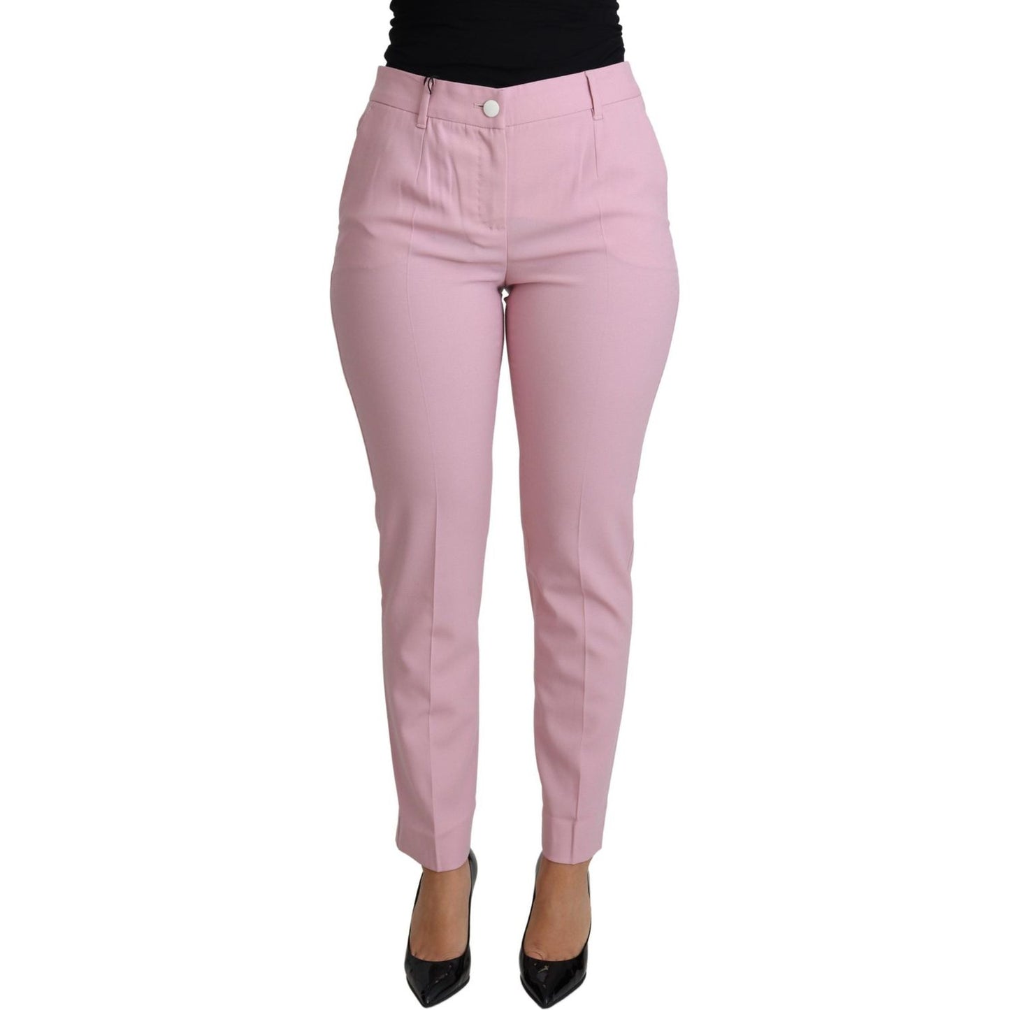 Dolce & Gabbana Elegant Pink High-Waisted Wool Trousers Dolce & Gabbana