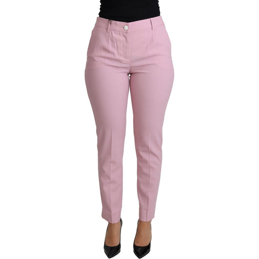 Dolce & Gabbana Elegant Pink High-Waisted Wool Trousers Dolce & Gabbana