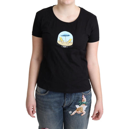 Moschino Black Printed Cotton Short Sleeves T-shirt