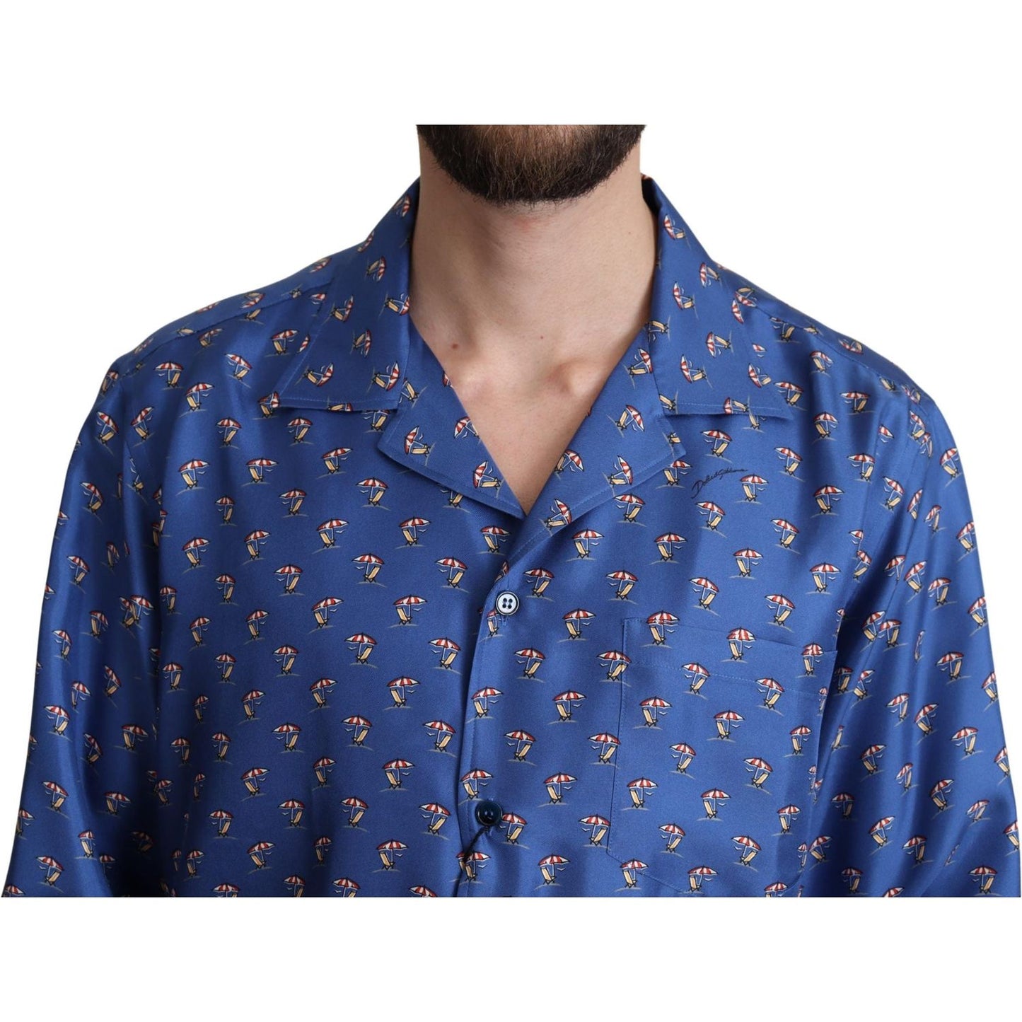 Dolce & Gabbana Silk Beach Chair Print Casual Shirt Dolce & Gabbana