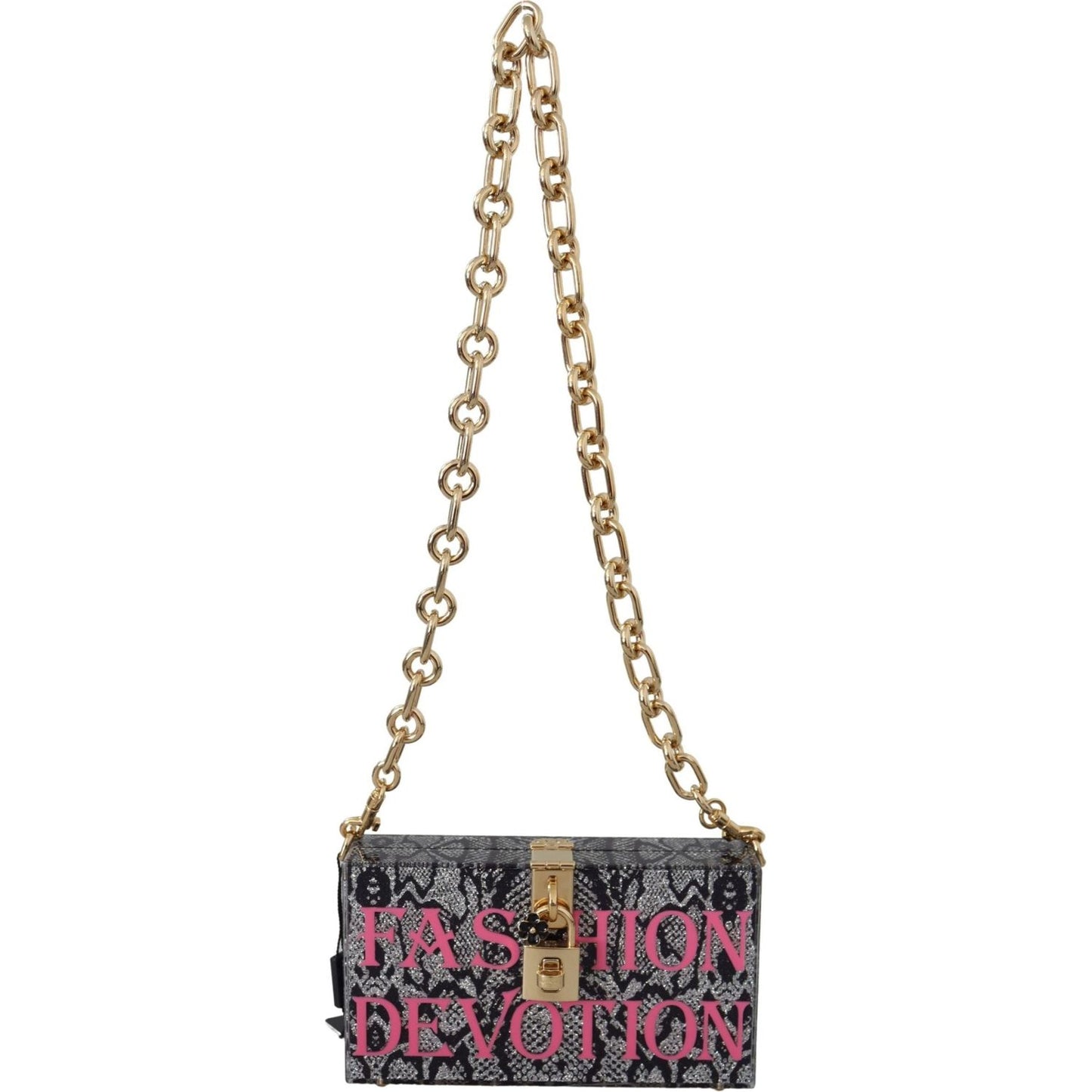 Dolce & Gabbana Gray Resin Dolce Box Clutch with Gold Details WOMAN SHOULDER BAGS Dolce & Gabbana