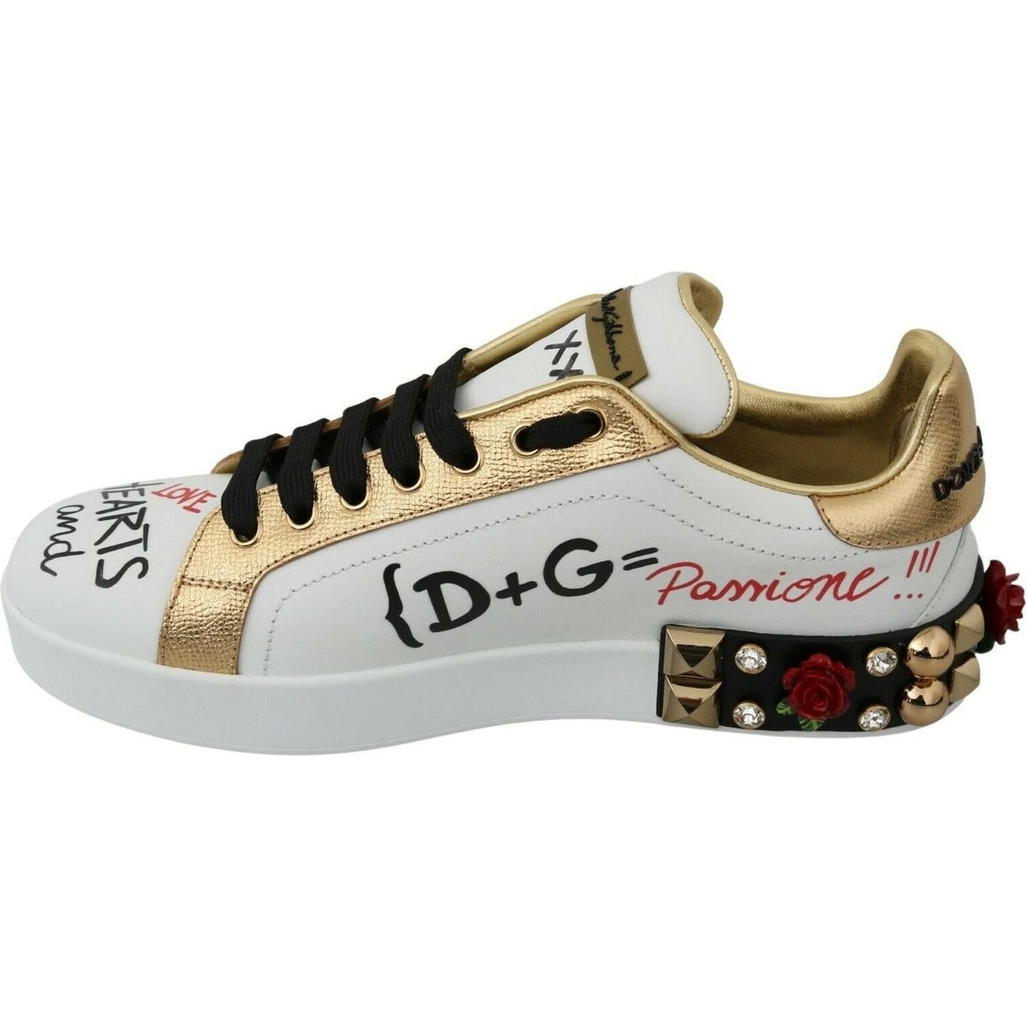 Dolce & Gabbana Elegant Sequined Floral Leather Sneakers Dolce & Gabbana