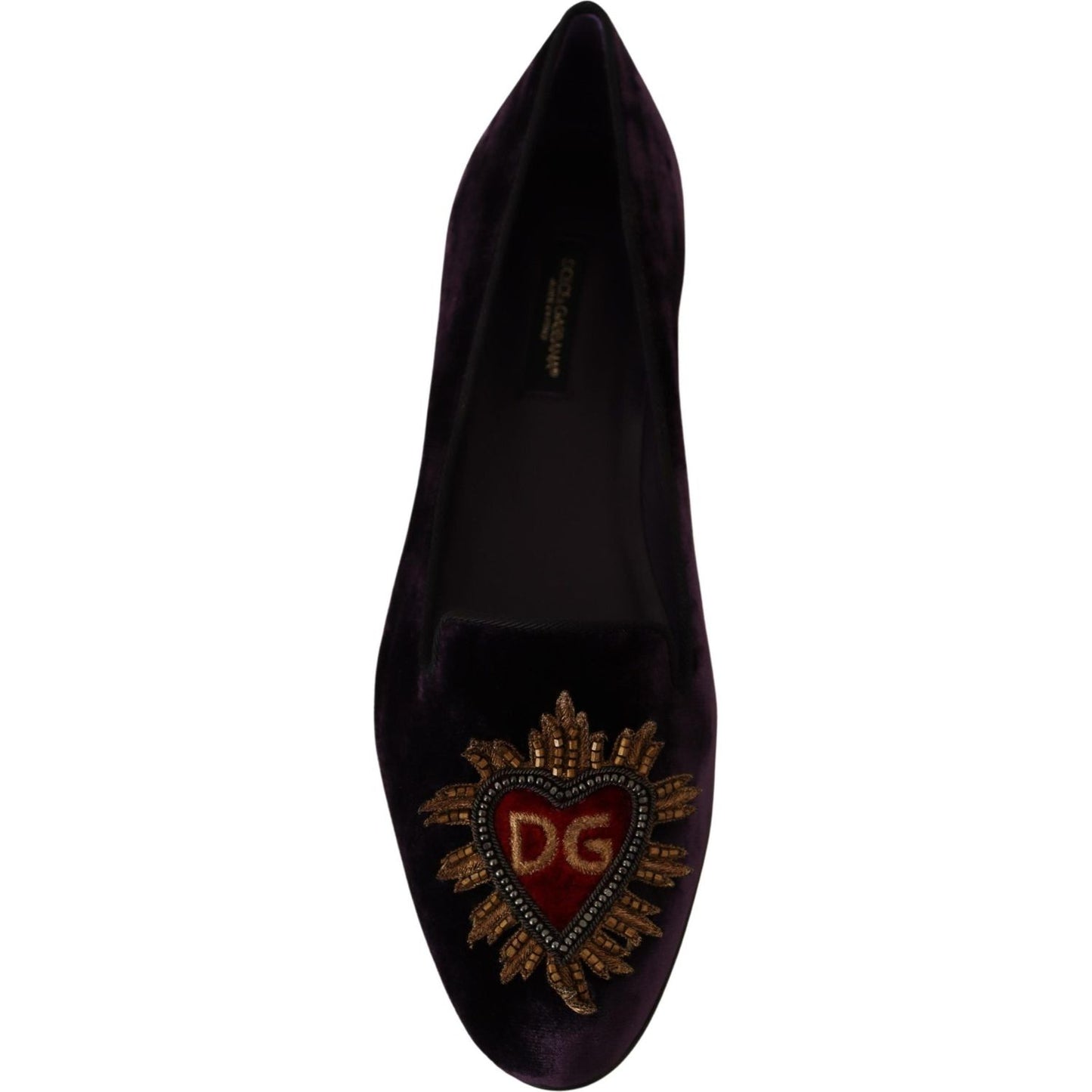 Dolce & Gabbana Chic Purple Velvet Loafers with Heart Detail Dolce & Gabbana