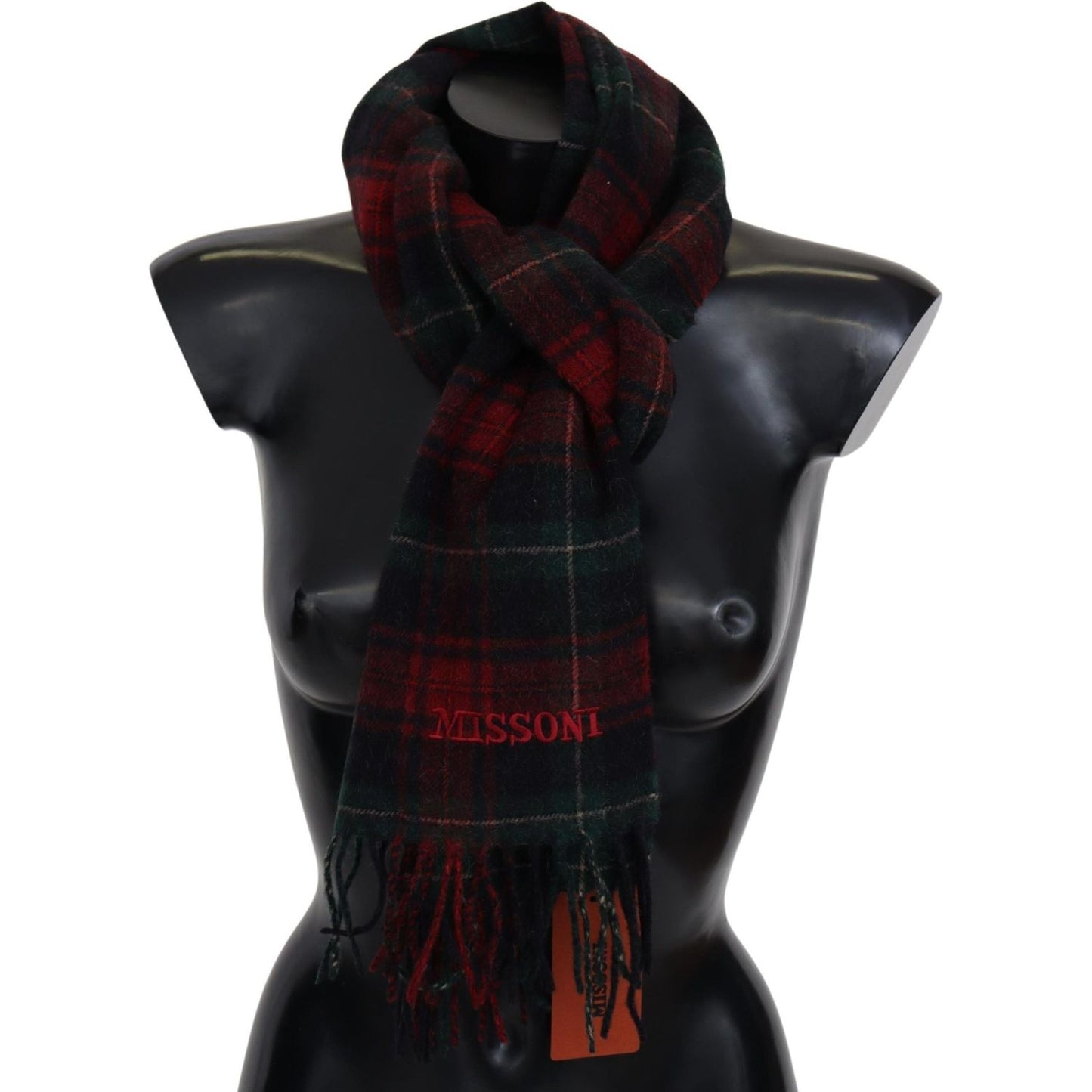 Missoni Elegant Check Wool Scarf with Logo Embroidery Missoni