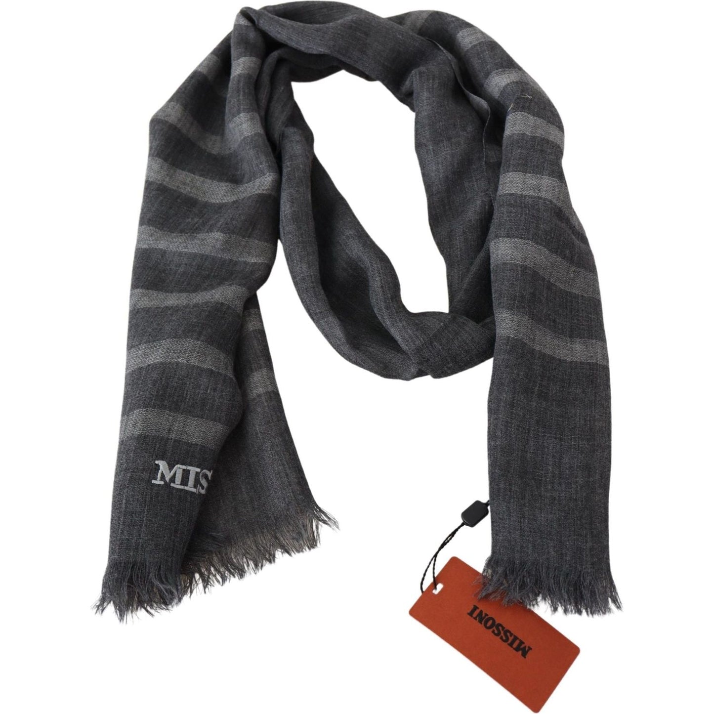 Missoni Elegant Unisex Wool Scarf with Logo Embroidery Missoni