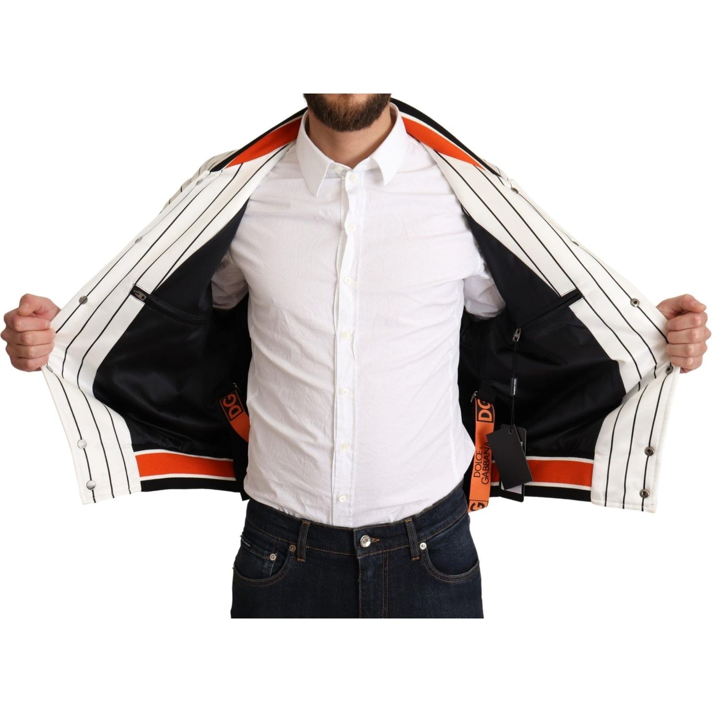 Dolce & Gabbana Regal Lion Bomber Jacket in White Dolce & Gabbana