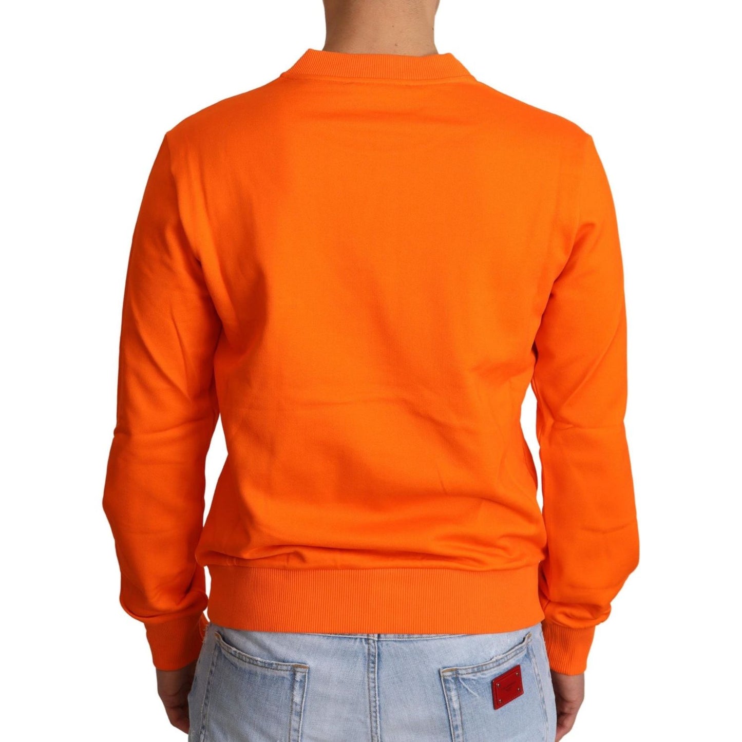 Dolce & Gabbana Regal Crewneck Cotton Sweater in Orange Dolce & Gabbana