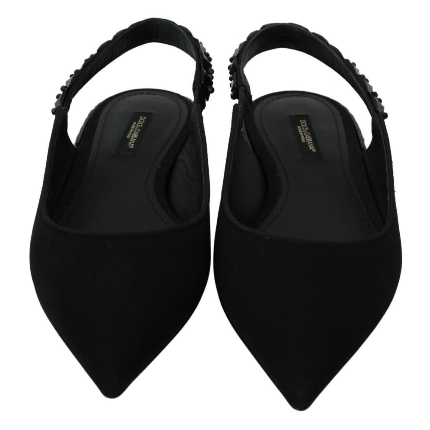 Dolce & Gabbana Black Flats Slingback Charmeuse Shoes
