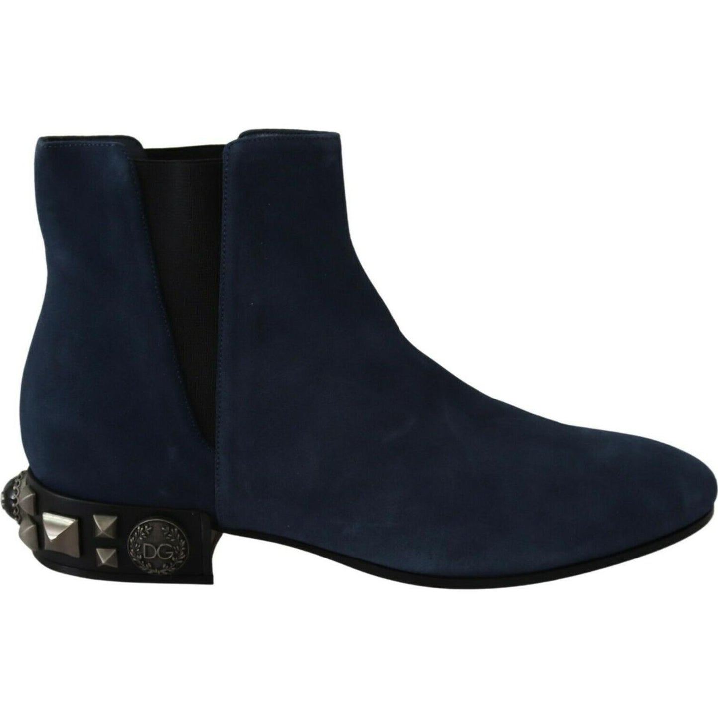 Dolce & Gabbana Chic Blue Suede Mid-Calf Boots with Stud Details WOMAN BOOTS Dolce & Gabbana