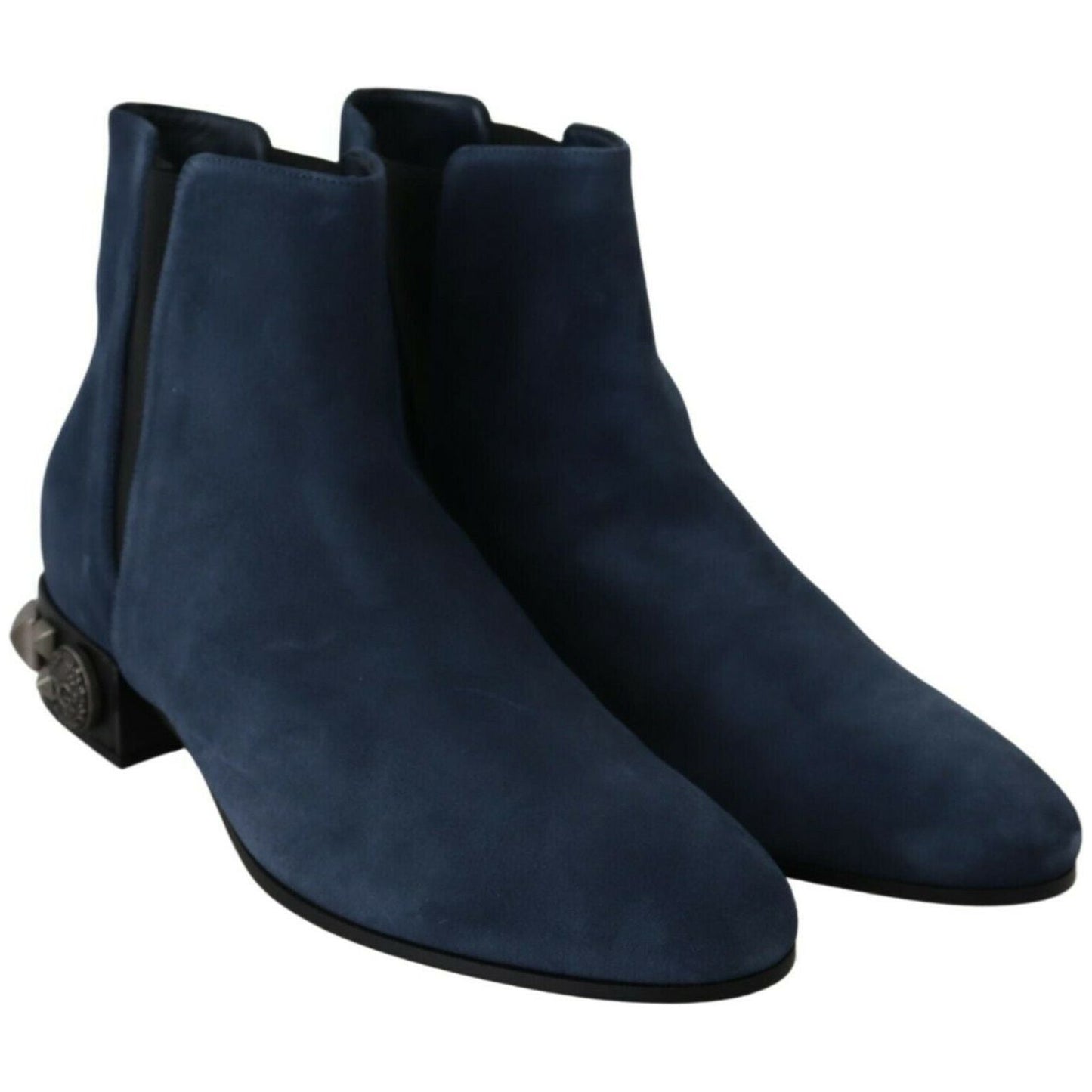 Dolce & Gabbana Chic Blue Suede Mid-Calf Boots with Stud Details WOMAN BOOTS Dolce & Gabbana