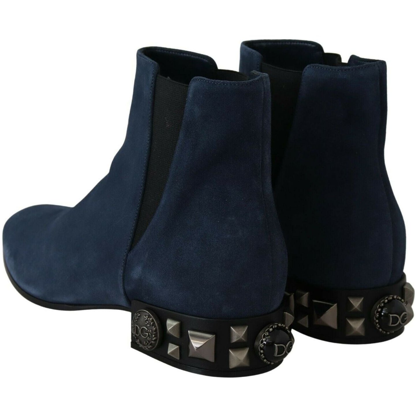 Dolce & Gabbana Chic Blue Suede Mid-Calf Boots with Stud Details WOMAN BOOTS Dolce & Gabbana