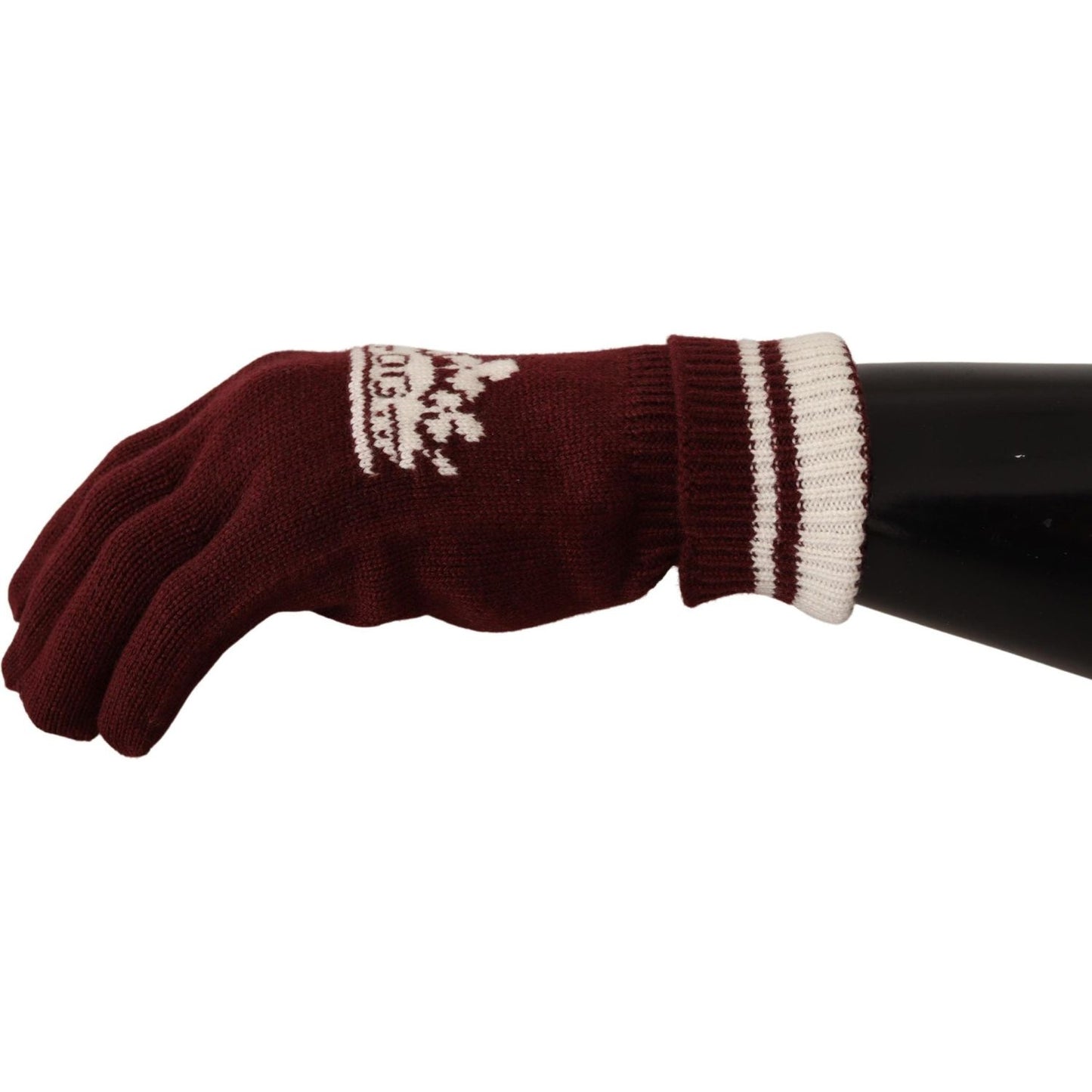 Dolce & Gabbana Elegant Red Cashmere Gloves with Crown Motif Dolce & Gabbana