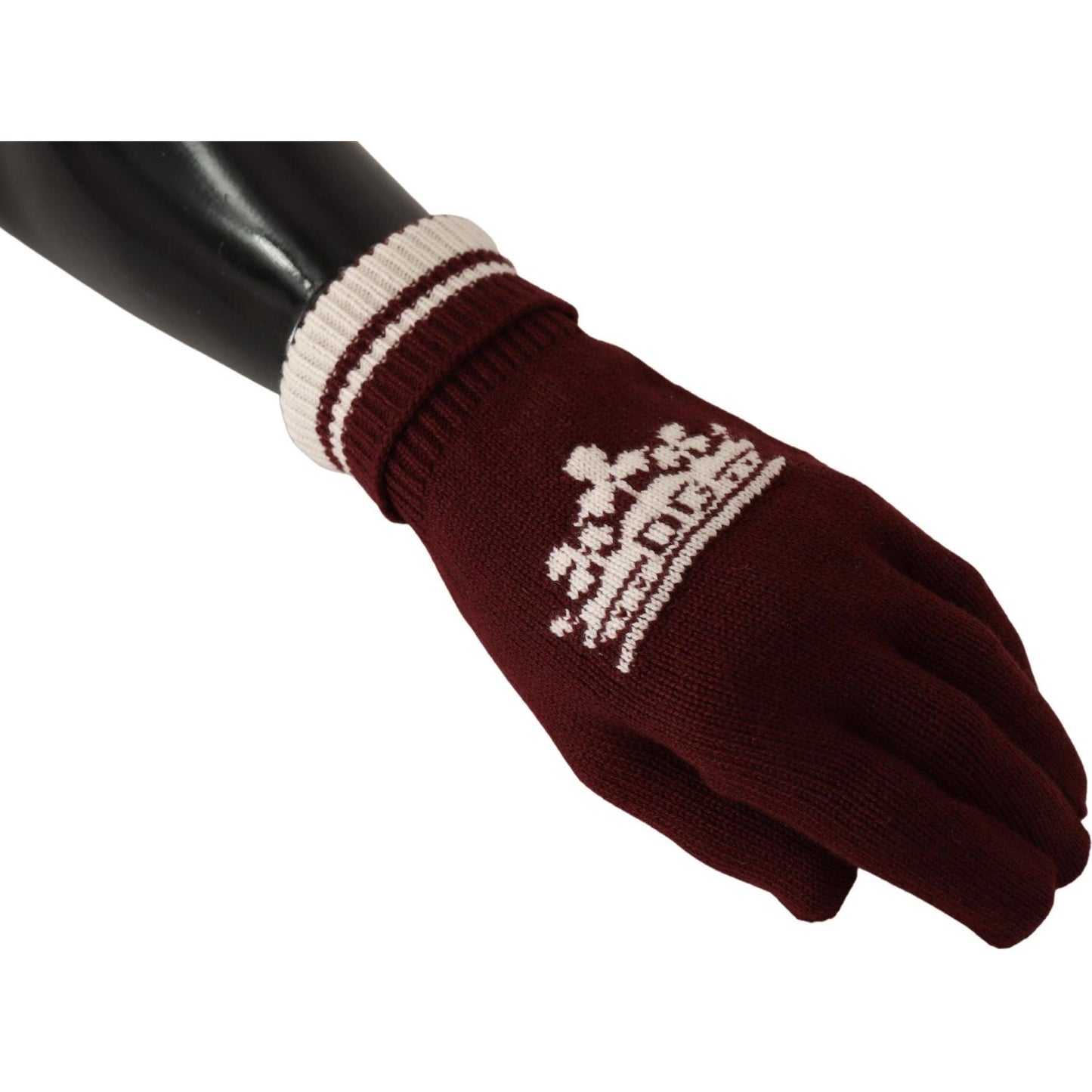 Dolce & Gabbana Elegant Red Cashmere Gloves with Crown Motif Dolce & Gabbana