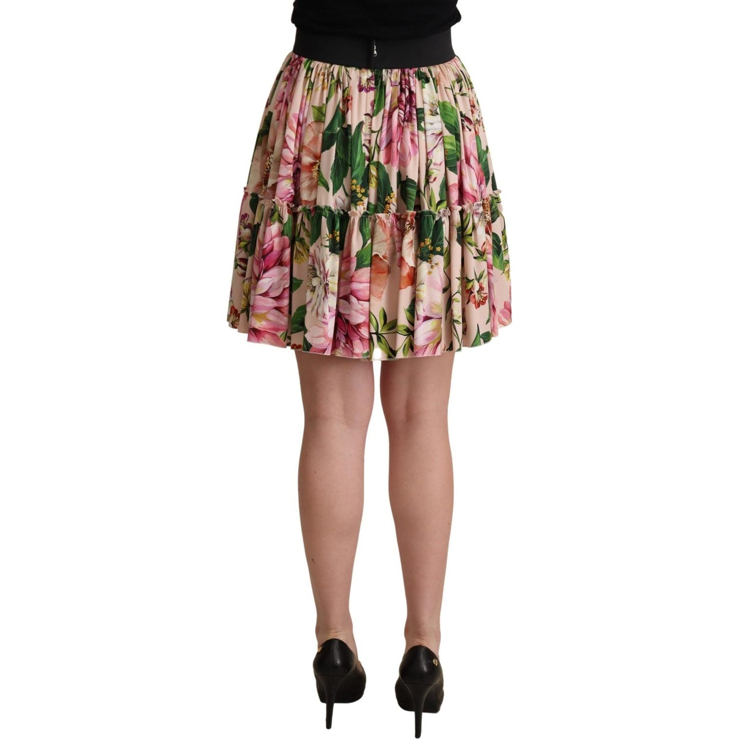 Dolce & Gabbana Elegant Floral Silk High Waist Mini Skirt Dolce & Gabbana