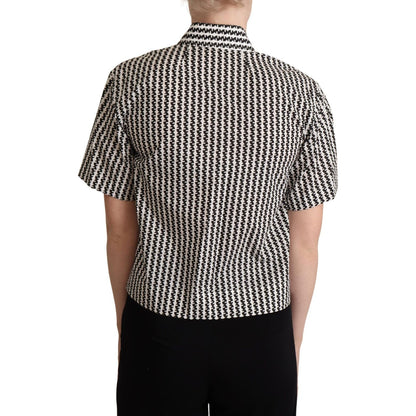 Dolce & Gabbana White Black Fantasy Pattern Shirt