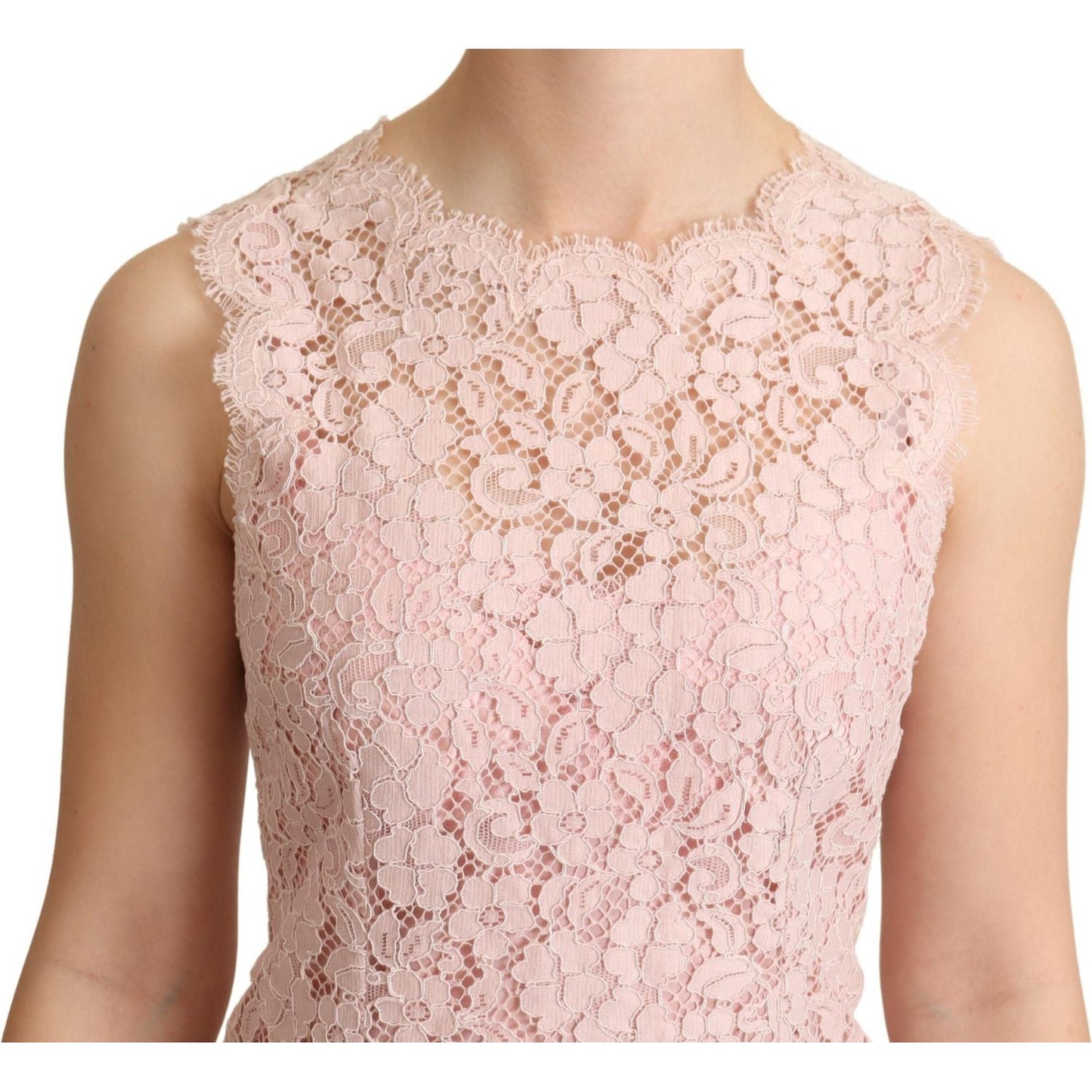 Dolce & Gabbana Elegant Pink Lace Sleeveless Blouse Dolce & Gabbana